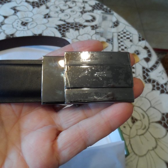 New Gucci Black Leather Belt w/Silver Tone Buckle Size 36 - Picture 1 of 13